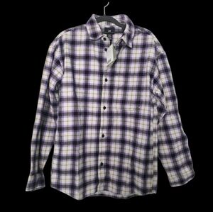 H&M Men's Casual Purple and White Checkered Shirt